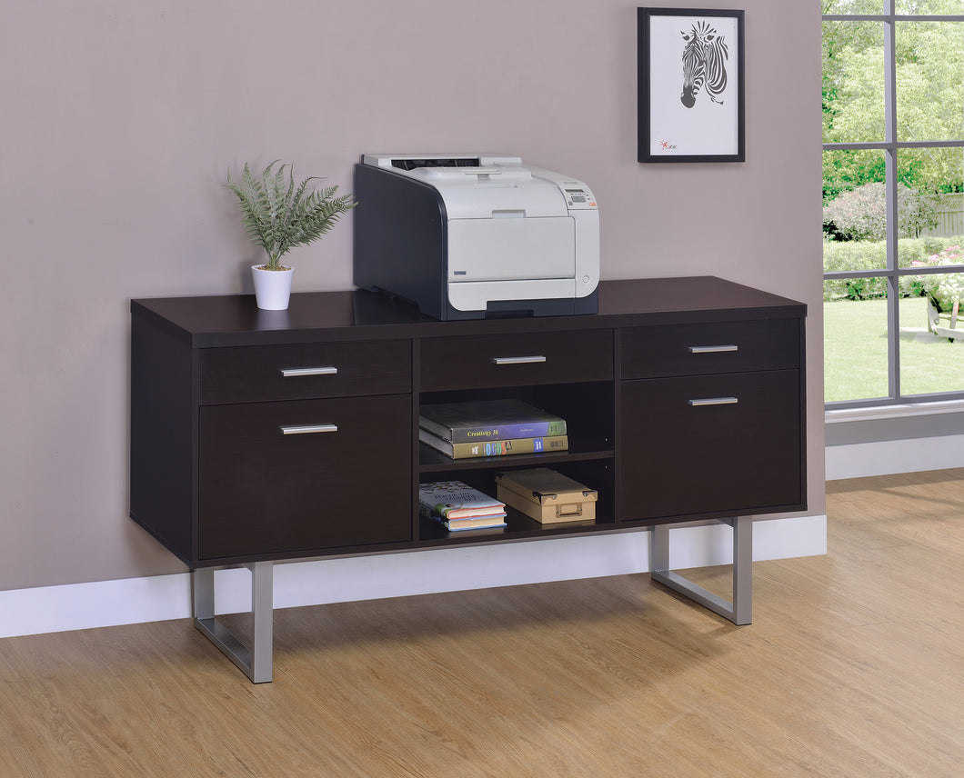 COASTER OFFICE-ACCESSORY GLAVAN 5-DRAWER CREDENZA WITH ADJUSTABLE SHELF CAPPUCCINO