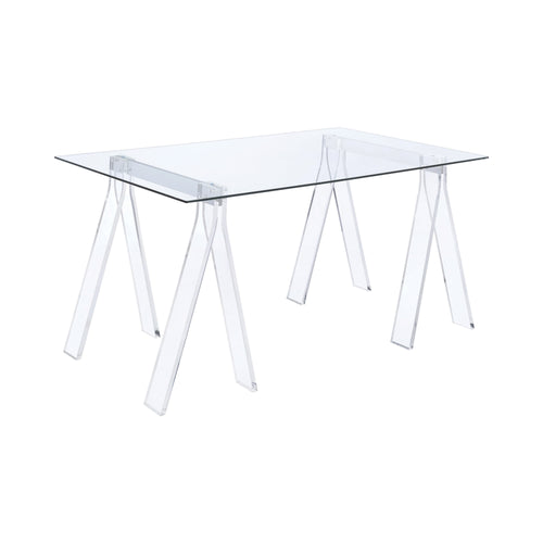 COASTER OFFICE-ACCESSORY AMATURO WRITING DESK WITH GLASS TOP CLEAR