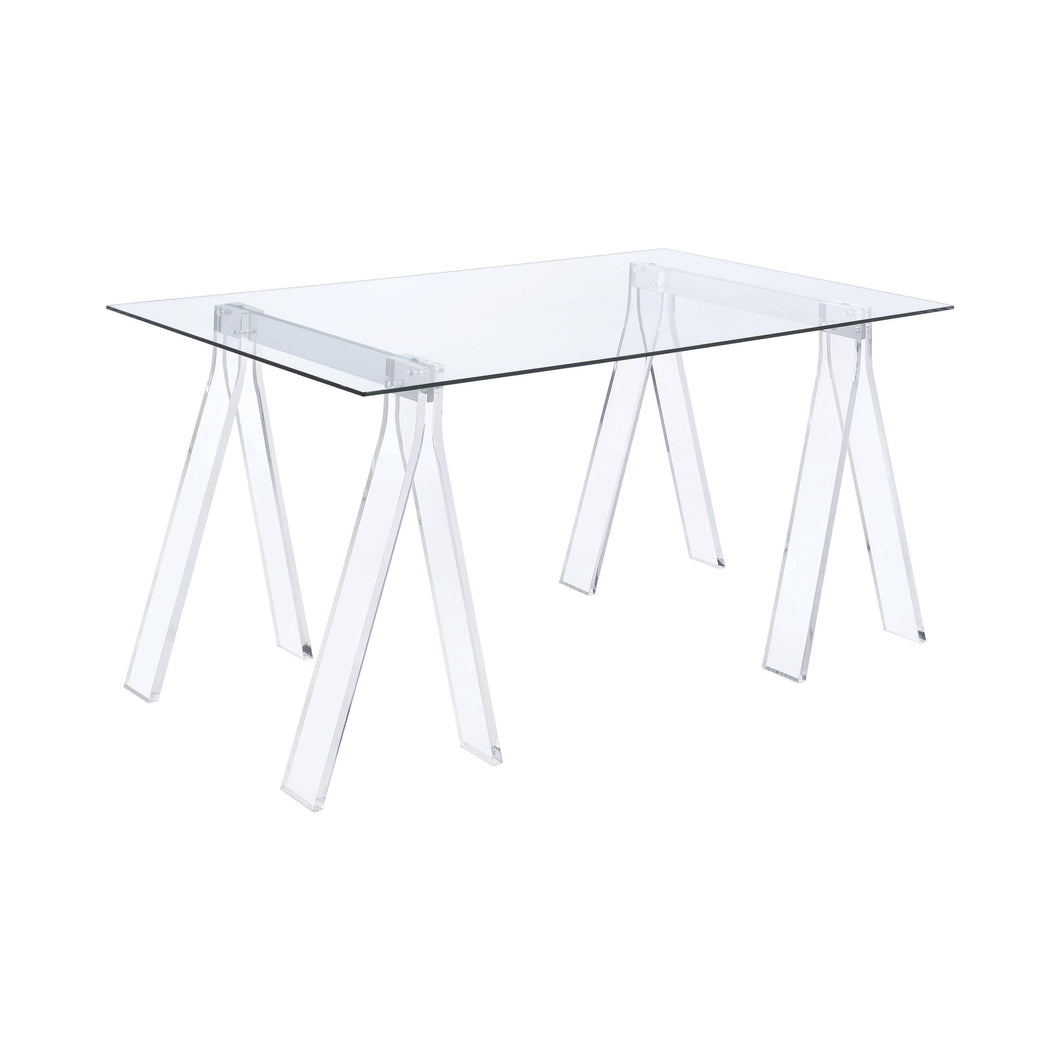 COASTER OFFICE-ACCESSORY AMATURO WRITING DESK WITH GLASS TOP CLEAR