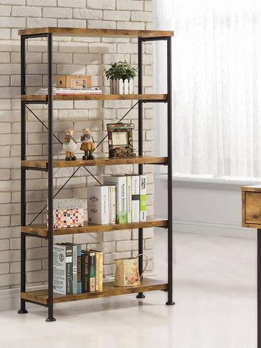 COASTER ANALIESE ANTIQUE NUTMEG 4-SHELF BOOKCASE