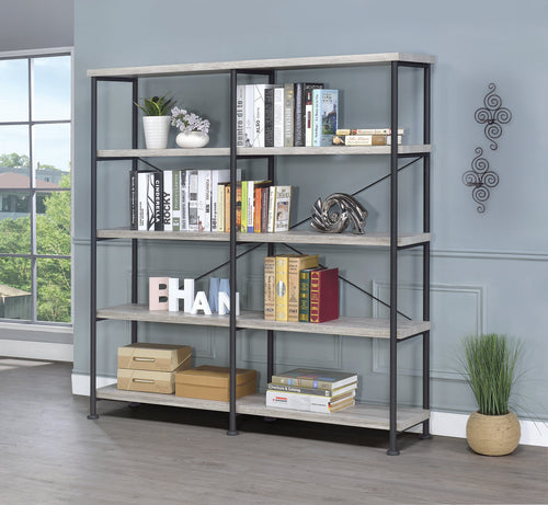 COASTER OFFICE-ACCESSORY ANALIESE 4-SHELF OPEN BOOKCASE GREY DRIFTWOOD