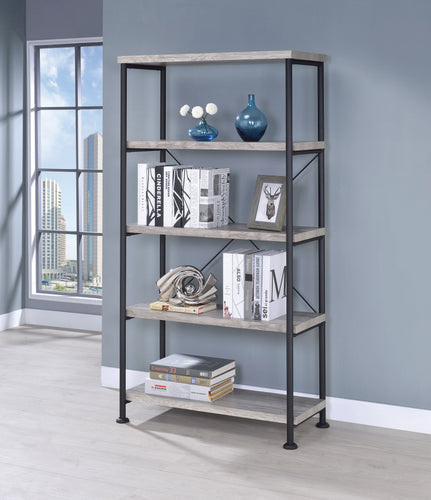 COASTER OFFICE-ACCESSORY ANALIESE 4-SHELF BOOKCASE GREY DRIFTWOOD