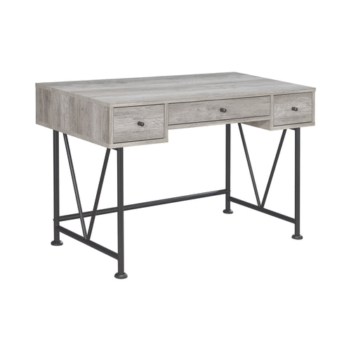 COASTER ANALIESE GREY DRIFTWOOD AND BLACK 3-DRAWER WRITING DESK