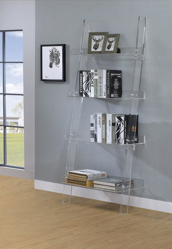 COASTER OFFICE-ACCESSORY AMATURO 4-SHELF LADDER BOOKCASE CLEAR