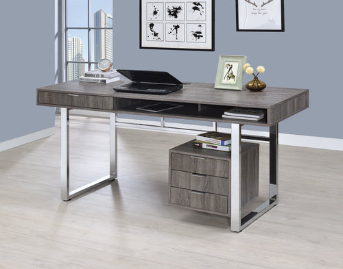 COASTER WHITMAN 4-DRAWER WRITING DESK WEATHERED GREY