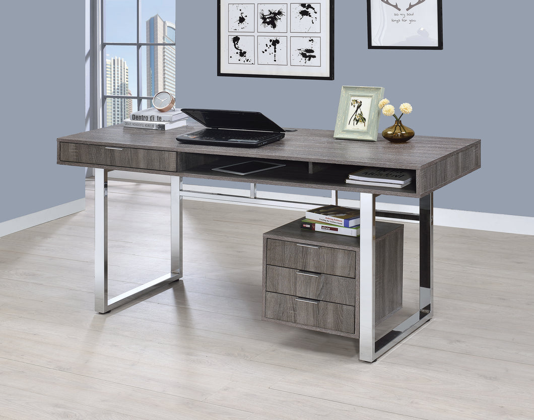COASTER WHITMAN 4-DRAWER WRITING DESK WEATHERED GREY