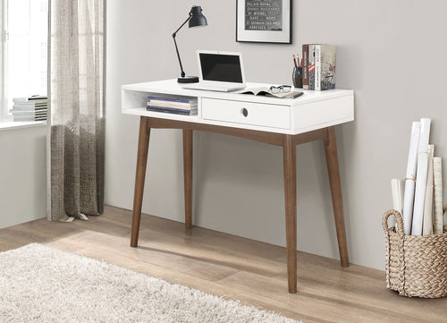 COASTER OFFICE-ACCESSORY BRADENTON 1-DRAWER WRITING DESK WHITE AND WALNUT