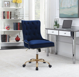 COASTER OFFICE-ACCESSORY UPHOLSTERED OFFICE CHAIR WITH NAILHEAD BLUE AND BRASS