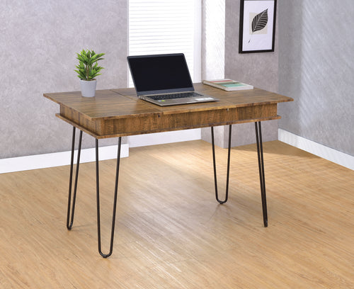 COASTER OFFICE-ACCESSORY SHEERAN WRITING DESK WITH 4 HIDDEN STORAGES RUSTIC AMBER