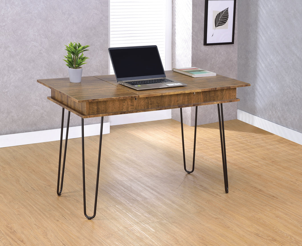 COASTER OFFICE-ACCESSORY SHEERAN WRITING DESK WITH 4 HIDDEN STORAGES RUSTIC AMBER