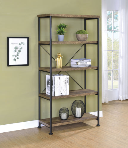 COASTER OFFICE-ACCESSORY ANALIESE 4-SHELF BOOKCASE RUSTIC OAK