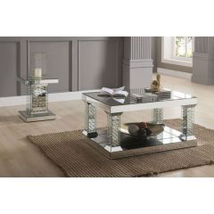 ACME NYSA MIRRORED & FAUX CRYSTALS COFFEE TABLE