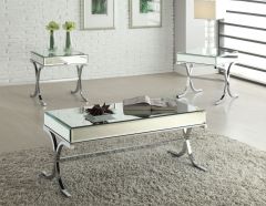 ACME YURI MIRRORED & CHROME FINISH COFFEE TABLE