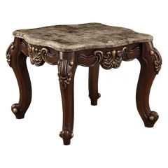ACME MEHADI MARBLE TOP & WALNUT FINISH END TABLE