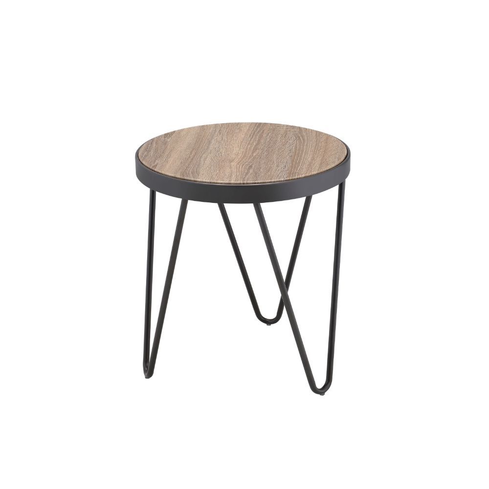 ACME BAGE WEATHERED GRAY OAK & METAL END TABLE