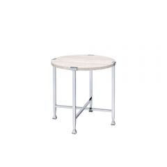 ACME BRECON WHITE OAK & CHROME FINISH END TABLE