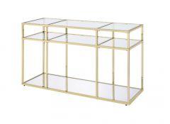 ACME UCHENNA CLEAR GLASS & GOLD FINISH FINISH SOFA TABLE