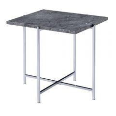 ACME ADELAE FAUX MARBLE TOP & CHROME FINISH END TABLE