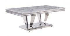 ACME SATINKA LIGHT GRAY PRINTED FAUX MARBLE TOP & MIRRORED SILVER FINISH COFFEE TABLE