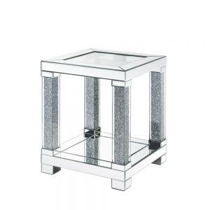 ACME NORALIE MIRRORED & FAUX DIAMONDS END TABLE