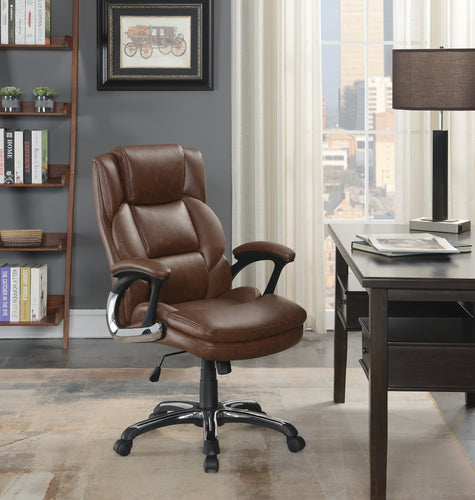 COASTER OFFICE-ACCESSORY ADJUSTABLE HEIGHT OFFICE CHAIR WITH PADDED ARM BROWN AND BLACK