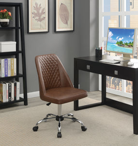 COASTER OFFICE-ACCESSORY UPHOLSTERED TUFTED BACK OFFICE CHAIR BROWN AND CHROME