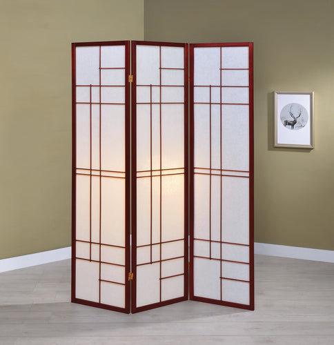 COASTER OFFICE-ACCESSORY 3-PANEL FOLDING FLOOR SCREEN WHITE AND CHERRY