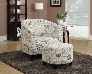 COASTER OFFICE-ACCESSORY 2-PIECE UPHOLSTERED ACCENT CHAIR AND OTTOMAN OFF WHITE