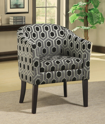 COASTER OFFICE-ACCESSORY HEXAGON PATTERNED ACCENT CHAIR GREY AND BLACK
