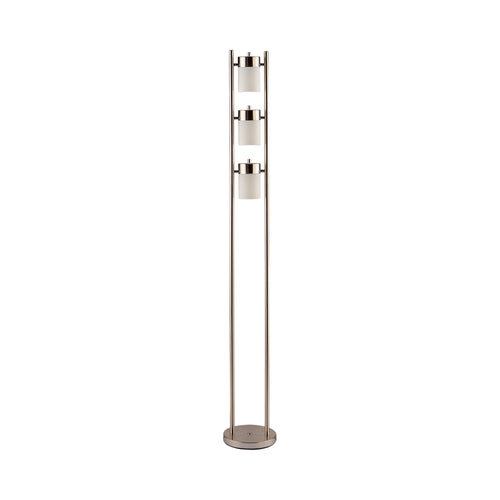 COASTER FLOOR LAMP WITH 3 SWIVEL LIGHTS BRUSHED SILVER