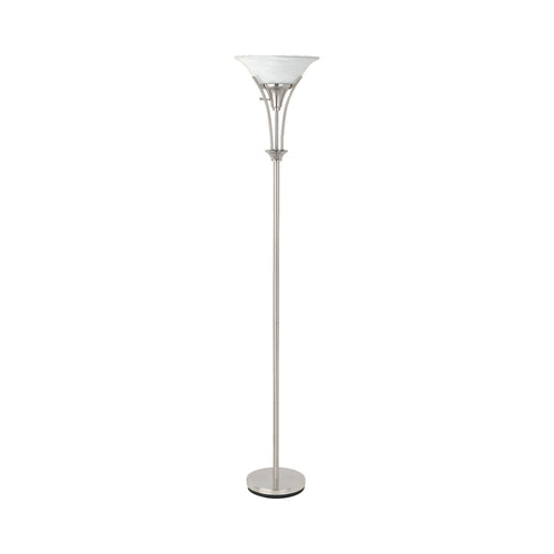 COASTER FLOOR LAMP WITH FROSTED RIBBED SHADE BRUSHED STEEL