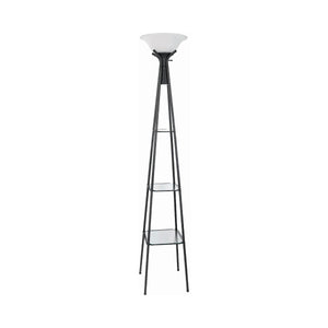 COASTER VERSATILE SHELF TOWER FLOOR LAMP CHARCOAL BLACK