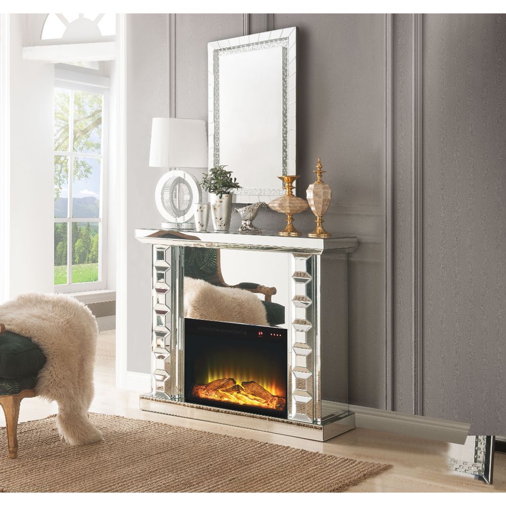 ACME DOMINIC MIRRORED FIREPLACE