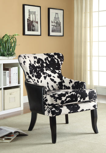 COASTER OFFICE-ACCESSORY COWHIDE PRINT ACCENT CHAIR BLACK AND WHITE