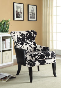 COASTER OFFICE-ACCESSORY COWHIDE PRINT ACCENT CHAIR BLACK AND WHITE