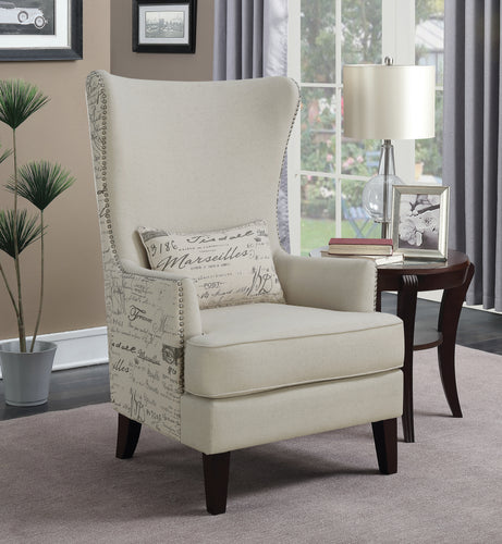 COASTER OFFICE-ACCESSORY CURVED ARM HIGH BACK ACCENT CHAIR CREAM