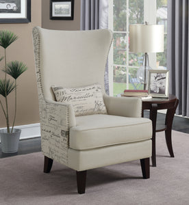 COASTER OFFICE-ACCESSORY CURVED ARM HIGH BACK ACCENT CHAIR CREAM