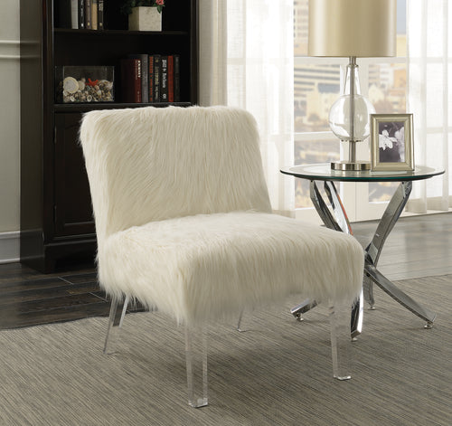COASTER OFFICE-ACCESSORY FAUX SHEEPSKIN UPHOLSTERED ACCENT CHAIR WHITE