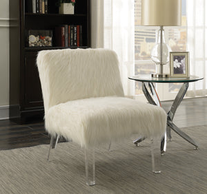 COASTER OFFICE-ACCESSORY FAUX SHEEPSKIN UPHOLSTERED ACCENT CHAIR WHITE