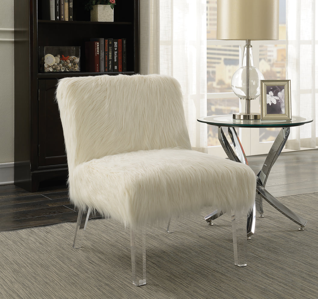 COASTER OFFICE-ACCESSORY FAUX SHEEPSKIN UPHOLSTERED ACCENT CHAIR WHITE