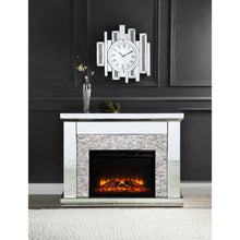 Load image into Gallery viewer, ACME LAKSHA MIRRORED &amp; STONE FIREPLACE