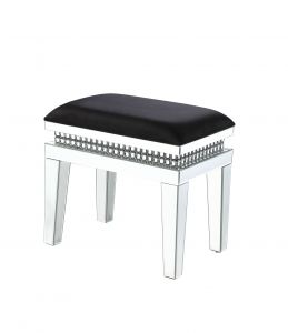 ACME LOTUS MIRRORED, FAUX ICE CUBE CRYSTALS VANITY STOOL
