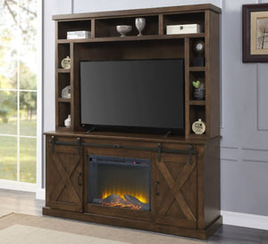 ACME AMRITA GRAY OAK TV STAND FIREPLACE CORE