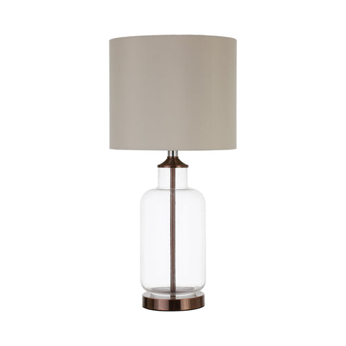 COASTER DRUM SHADE TABLE LAMP CREAMY BEIGE AND CLEAR