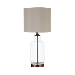 COASTER DRUM SHADE TABLE LAMP CREAMY BEIGE AND CLEAR