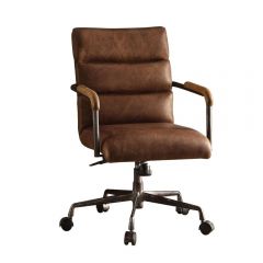 ACME HARITH RETRO BROWN TOP GRAIN LEATHER OFFICE CHAIR