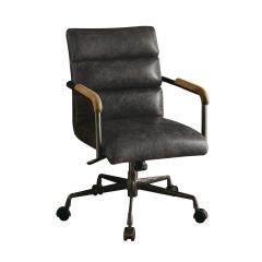 ACME HARITH ANTIQUE SLATE TOP GRAIN LEATHER OFFICE CHAIR
