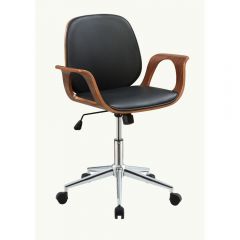 ACME CAMILA BLACK PU & WALNUT FINISH OFFICE CHAIR