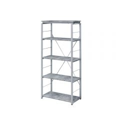 ACME BOB FAUX CONCRETE & SILVER FINISH BOOKSHELF