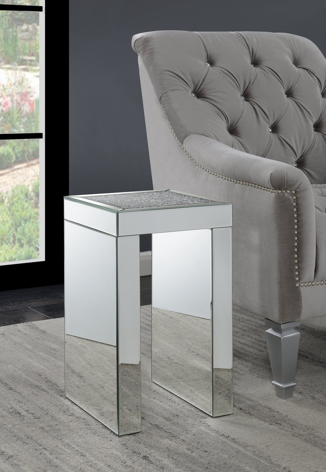 COASTER OFFICE-ACCESSORY SQUARE CHAIRSIDE TABLE CLEAR MIRROR